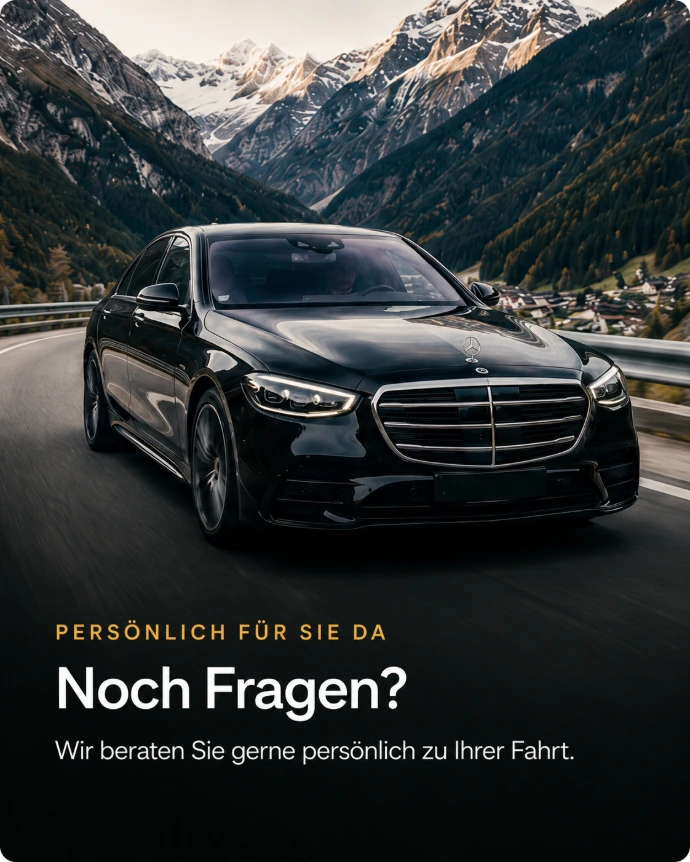 VIP Taxi Tirol mit Mercedes S-Klasse bei Limousinen Service Innsbruck